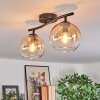 Koyoto Plafondlamp, Kogellampje Amber, Duidelijk, 2-lichts