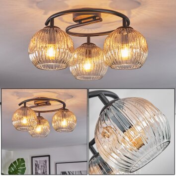 Ripoll Plafondlamp, Kogellampje Amber, Duidelijk, 3-lichts Ripoll Plafondlamp, Kogellampje Amber, Duidelijk, 3-lichts