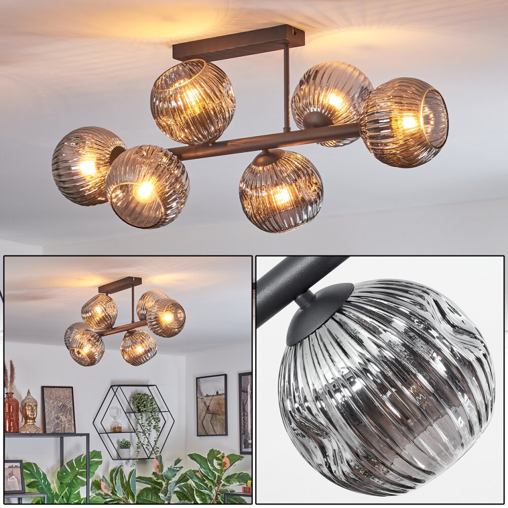 Ripoll Plafondlamp, Kogellampje Rookkleurig, 6-lichts main product photo