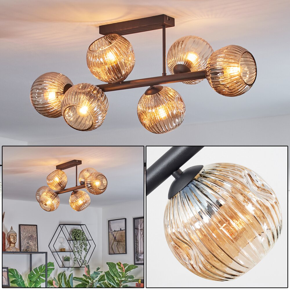 Ripoll Plafondlamp, Kogellampje Amber, 6-lichts main product photo