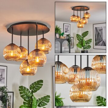 Ripoll Plafondlamp, Kogellampje Amber, 5-lichts