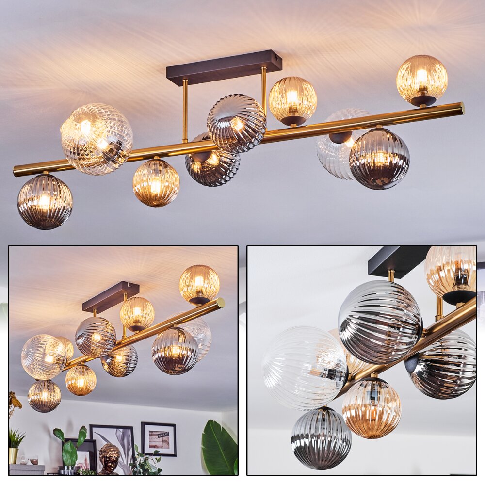 Chehalis Plafondlamp, Kogellampje Goud, Zwart, 10-lichts main product photo