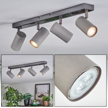 Javel Plafondlamp, Plafondspot Chroom, Grijs, Zwart, 4-lichts