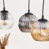 Ripoll Hanglamp, Kogellampje, Hanglamp Natuurlijke kleuren, Zwart, 3-lichts