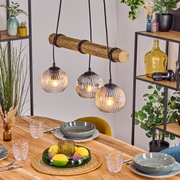Ripoll Hanglamp, Kogellampje, Hanglamp Natuurlijke kleuren, Zwart, 3-lichts Ripoll Hanglamp, Kogellampje, Hanglamp Natuurlijke kleuren, Zwart, 3-lichts