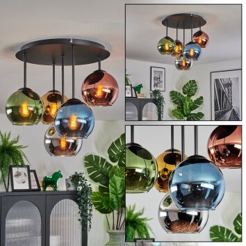 Koyoto Plafondlamp, Kogellampje 45 cm Blauw, Chroom, Goud, Groen, Koperkleurig, Rookkleurig, 5-lichts