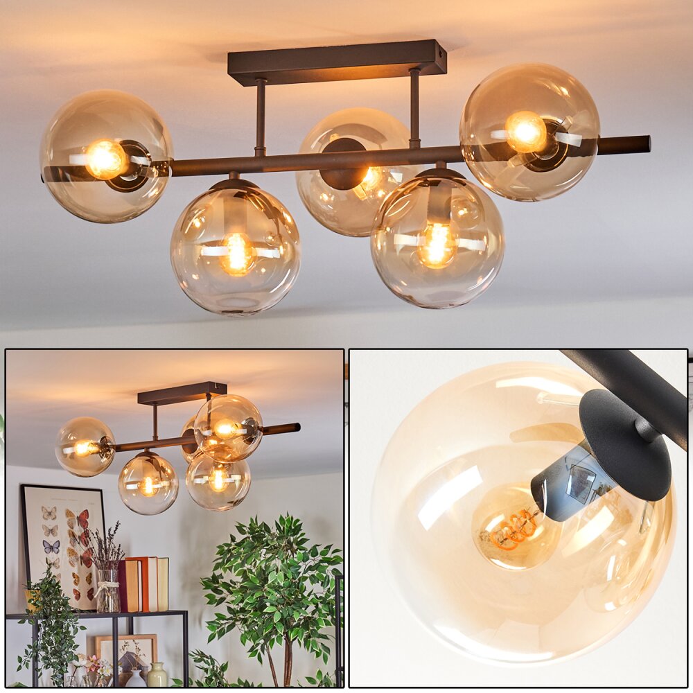 Gastor Plafondlamp, Kogellampje Amber, Duidelijk, 5-lichts main product photo