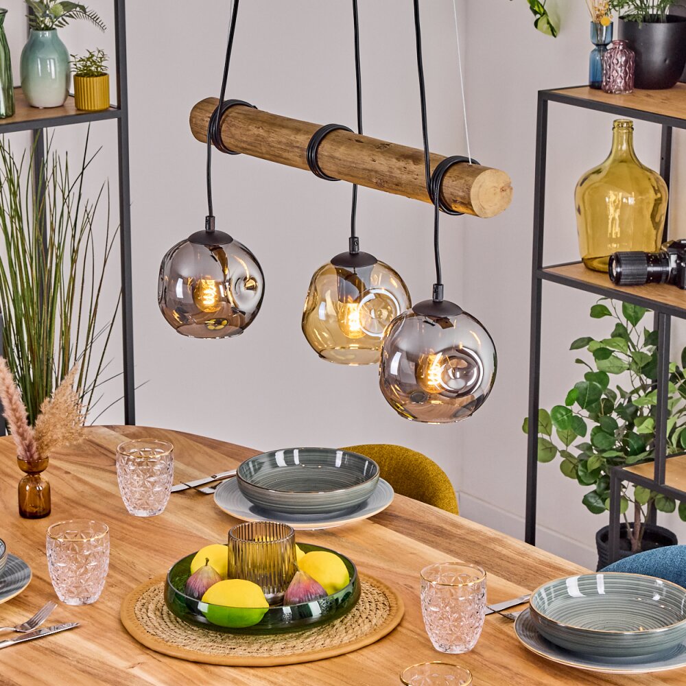 Ripoll Hanglamp, Kogellampje, Hanglamp Natuurlijke kleuren, Zwart, 3-lichts main product photo