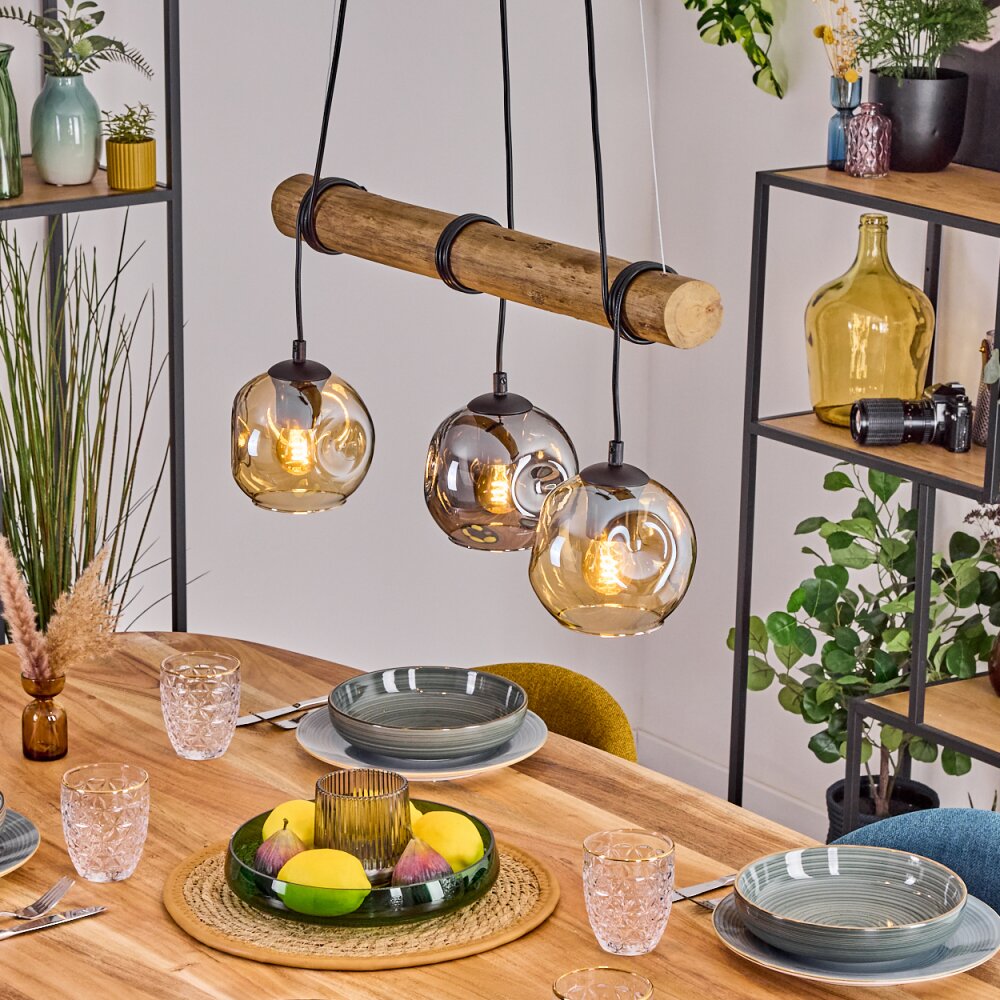 Ripoll Hanglamp, Kogellampje, Hanglamp Natuurlijke kleuren, Zwart, 3-lichts main product photo