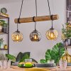 Ripoll Hanglamp, Kogellampje, Hanglamp Natuurlijke kleuren, Zwart, 3-lichts