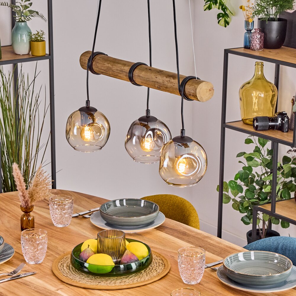 Ripoll Hanglamp, Kogellampje, Hanglamp Natuurlijke kleuren, Zwart, 3-lichts main product photo
