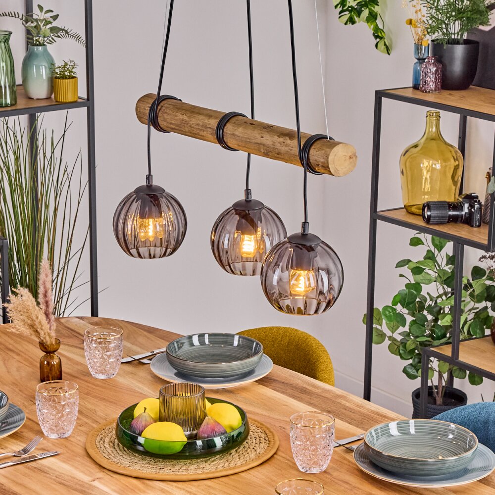 Koyoto Hanglamp, Kogellampje, Hanglamp Natuurlijke kleuren, Zwart, 3-lichts main product photo