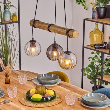 Koyoto Hanglamp, Kogellampje, Hanglamp Natuurlijke kleuren, Zwart, 3-lichts Koyoto Hanglamp, Kogellampje, Hanglamp Natuurlijke kleuren, Zwart, 3-lichts