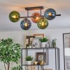 Gastor Plafondlamp, Kogellampje Blauw, Groen, Koperkleurig, 5-lichts