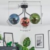 Koyoto Plafondlamp, Kogellampje 42 cm Blauw, Groen, Koperkleurig, 3-lichts