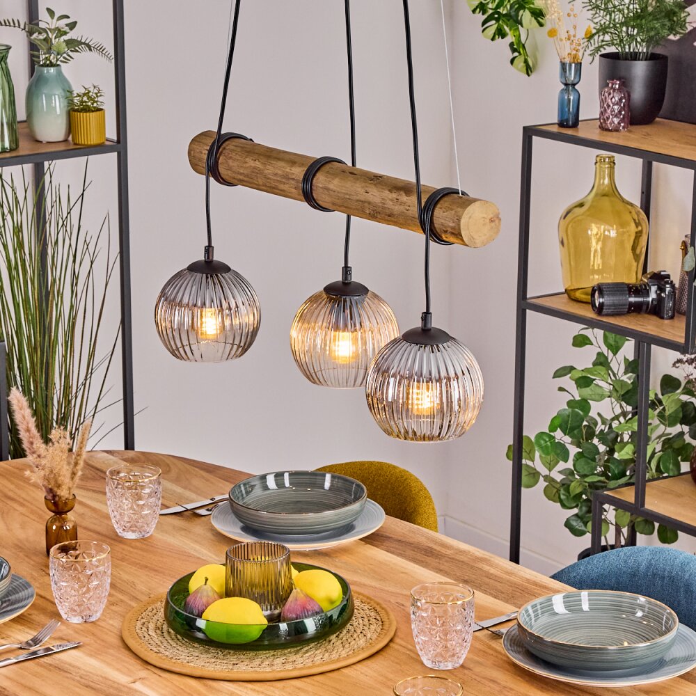 Koyoto Hanglamp, Kogellampje, Hanglamp Natuurlijke kleuren, Zwart, 3-lichts main product photo