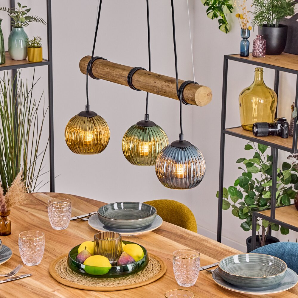 Koyoto Hanglamp, Kogellampje, Hanglamp Natuurlijke kleuren, Zwart, 3-lichts main product photo