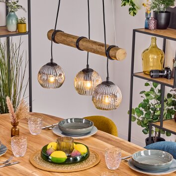 Ripoll Hanglamp, Kogellampje, Hanglamp Natuurlijke kleuren, Zwart, 3-lichts Ripoll Hanglamp, Kogellampje, Hanglamp Natuurlijke kleuren, Zwart, 3-lichts