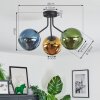 Koyoto Plafondlamp, Kogellampje Blauw, Goud, Groen, 3-lichts