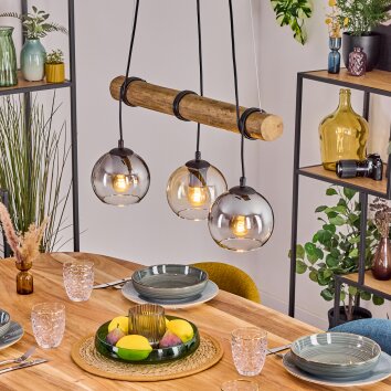 Koyoto Hanglamp, Kogellampje, Hanglamp Natuurlijke kleuren, Zwart, 3-lichts Koyoto Hanglamp, Kogellampje, Hanglamp Natuurlijke kleuren, Zwart, 3-lichts