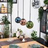Gastor Hanglamp, Kogellampje, Hanglamp Blauw, Groen, Koperkleurig, 3-lichts