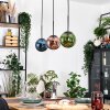 Gastor Hanglamp, Kogellampje, Hanglamp Blauw, Groen, Koperkleurig, 3-lichts