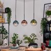 Gastor Hanglamp, Kogellampje, Hanglamp Blauw, Groen, Duidelijk, Koperkleurig, 3-lichts