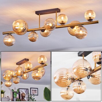 Chehalis Plafondlamp, Kogellampje Goud, Zwart, 10-lichts Chehalis Plafondlamp, Kogellampje Goud, Zwart, 10-lichts