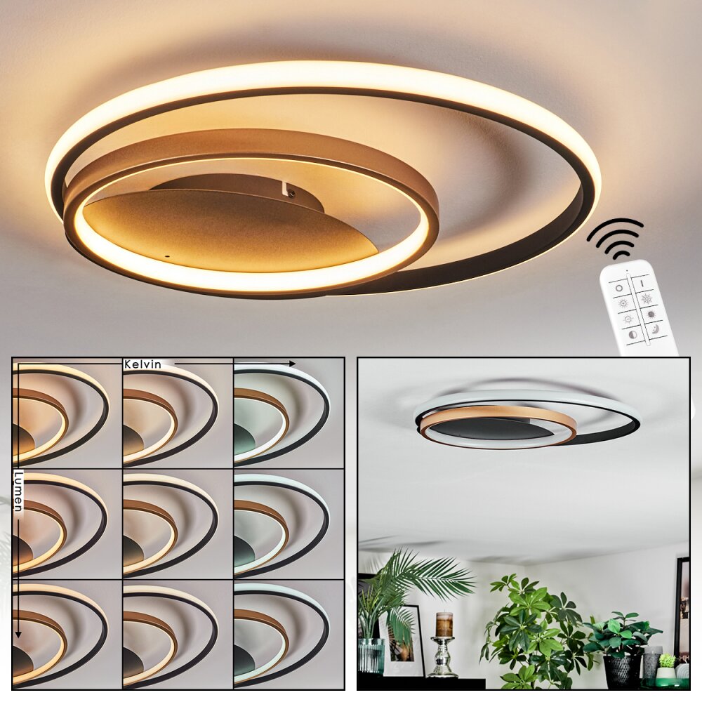 Trapani Plafondlamp LED Goud, Zwart, 1-licht, Afstandsbediening main product photo