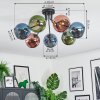 Koyoto Plafondlamp, Kogellampje 82 cm Blauw, Groen, Koperkleurig, 7-lichts