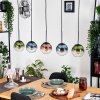 Gastor Hanglamp, Kogellampje, Hanglamp Blauw, Groen, Duidelijk, Koperkleurig, 5-lichts