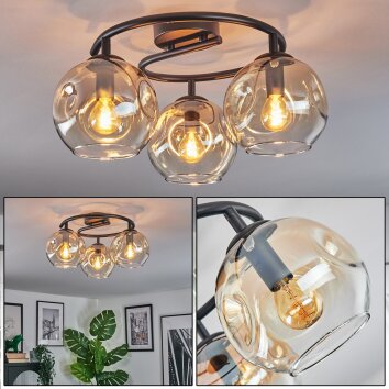 Ripoll Plafondlamp, Kogellampje Amber, Duidelijk, 3-lichts Ripoll Plafondlamp, Kogellampje Amber, Duidelijk, 3-lichts