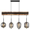 Globo LOREY Hanger Hout donker, Zwart, 4-lichts
