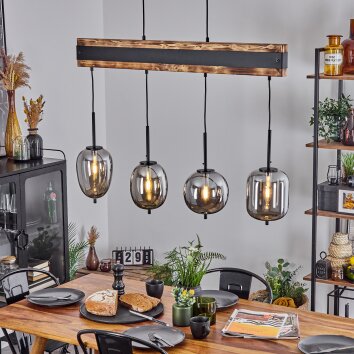 Pedreles Hanglamp Natuurlijke kleuren, Zwart, 4-lichts