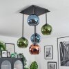 Koyoto Plafondlamp, Kogellampje Blauw, Groen, Koperkleurig, 5-lichts