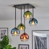 Koyoto Plafondlamp, Kogellampje Blauw, Groen, Duidelijk, Koperkleurig, 5-lichts