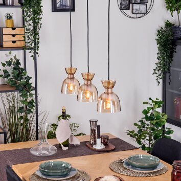 Sumar Hanglamp, Hanglamp Bruin, 3-lichts