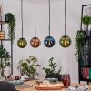 Gastor Hanglamp, Kogellampje, Hanglamp Blauw, Groen, Koperkleurig, 4-lichts