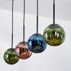 Gastor Hanglamp, Kogellampje, Hanglamp Blauw, Groen, Koperkleurig, 4-lichts