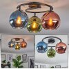 Koyoto Plafondlamp, Kogellampje 37 cm Blauw, Groen, Koperkleurig, 3-lichts