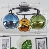 Koyoto Plafondlamp, Kogellampje 37 cm Blauw, Goud, Groen, 3-lichts