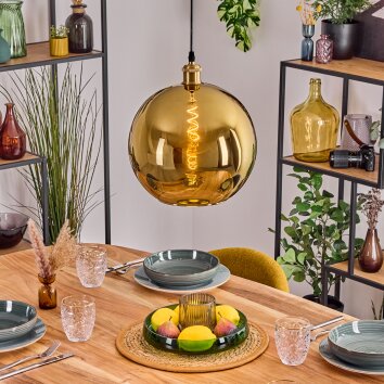 Koyoto Hanglamp, Kogellampje, Hanglamp Goud, 1-licht