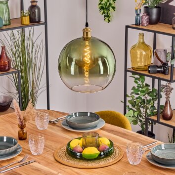 Koyoto Hanglamp, Kogellampje, Hanglamp Goud, 1-licht