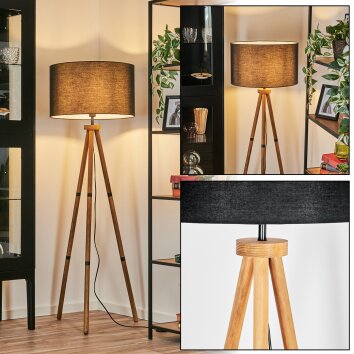 Flemming Staande lamp Hout donker, Zwart, 1-licht Flemming Staande lamp Hout donker, Zwart, 1-licht