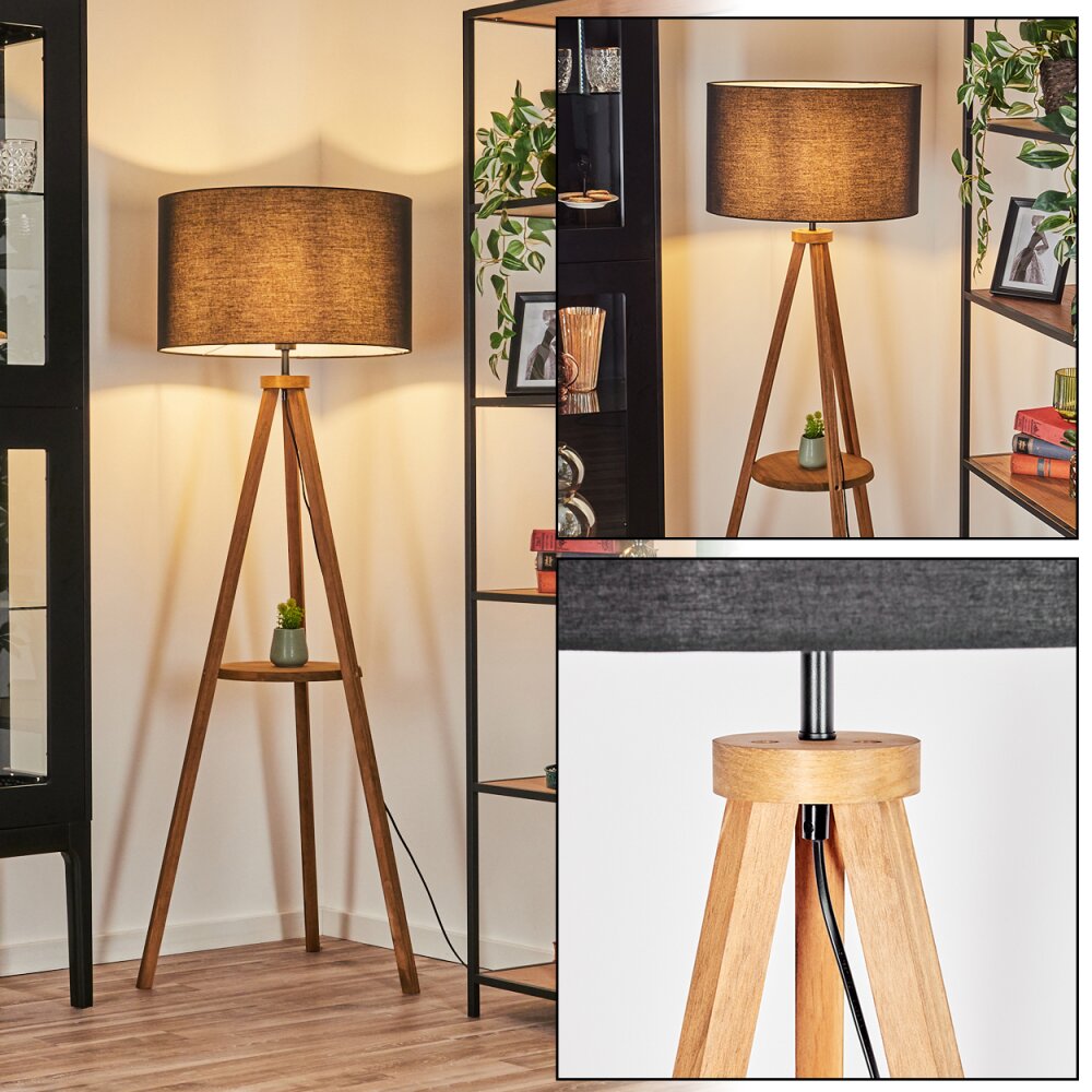 Flemming Staande lamp Hout donker, Zwart, 1-licht main product photo