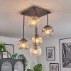 Ripoll Plafondlamp, Kogellampje Amber, Duidelijk, Rookkleurig, 5-lichts