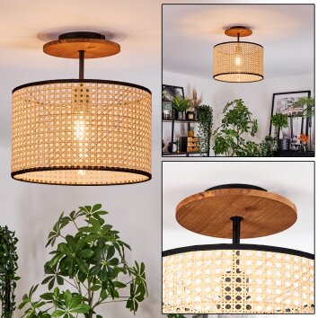 Ramila Plafondlamp Natuurlijke kleuren, Zwart, 1-licht