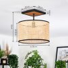 Ramila Plafondlamp Natuurlijke kleuren, Zwart, 1-licht