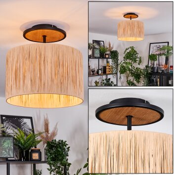 Granja Plafondlamp Natuurlijke kleuren, Zwart, 1-licht