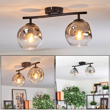 Ripoll Plafondlamp, Kogellampje Duidelijk, Rookkleurig, 2-lichts
